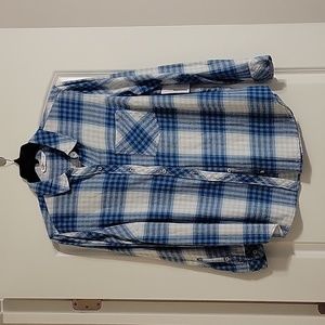 Women's Sonoma 0X, blue/white, plaid, long sleeve, flannel shirt.